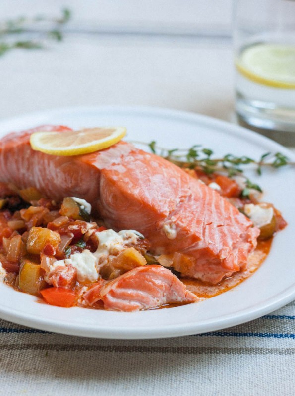 Roasted Salmon with Ratatouille - Jessie Monds